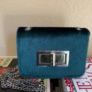 Free People Crossbody Handbag Faux‎ Fur Dark Green Small
